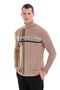 Beige Comfort Fit Patterned Turtleneck Wool Knitwear Sweater