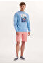 Blue Printed Crew Neck Cotton Regular Fit Men's Sweatshirt Wmvıew Sail - 2