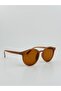 Unisex Chocolate Round Framed Sunglasses