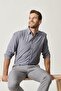 Men's Anthracite Button Collar Tailored Slim Fit Oxford Shirt - 2