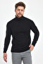 Men's Black Slim Fit Full Turtleneck Knitwear Sweater - 3
