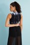 Women's Black Batik Patterned Turtleneck Crop - 4