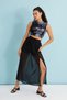 Women's Black Batik Patterned Turtleneck Crop - 3