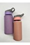 Glass Flask with Leather Cover and Straw - 500 ml-H2O87152 Lilac - 4