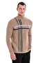 Beige Comfort Fit Patterned Turtleneck Wool Knitwear Sweater - 4