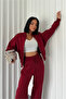 women's three-thread tracksuit GTS018 - Burgundy - 2