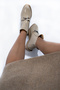 Women's Buckle Patent Leather Beige Boots - 4