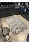 Beige Gray Themed Abstract Wavy Spiral Patterned Creative Modern Decorative Carpet 2353 - 2