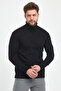 Men's Black Slim Fit Full Turtleneck Knitwear Sweater
