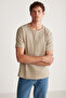 Harry Men's Collar Special Succulent Textured Thick Fabric 100% Cotton Khaki T-shirt - 4