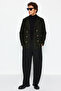 Khaki Regular Fit Double-Breasted Winter Cashmere Coat Tmnaw21Kb0027 - 2