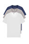 Gri-Ekru-Indigo Slim/Dar Kesim Bisiklet Yaka Basic %100 Pamuklu 3'lü Paket T-Shirt TMNSS19BO0007 - 2