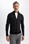 Standard Fit Regular Cut Stand Collar Zippered Knitwear Cardigan R1686Az23Wn - 7