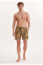 Yellow Printed Regular Fit Men's Swim Shorts Wmpattern Leaf - 2