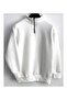 Men's 2 Thread Polo Neck Half Zipper Stand Collar Fleece Sweatshirt - 3