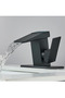 Black Square Sink Mixer Tap with Digital Temperature Display Dual Entry Fixture with Counter Display - 5