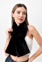 Black Women's Soft Plush Kaşkol Neck Collar Scarf - 2