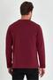 Men's Claret Red Double Crew Neck Print Detailed Standard Relaxed Fit Sweatshirt - 6