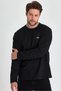 Men's Black Double Crew Neck Print Detailed Standard Relaxed Fit Sweatshirt - 3