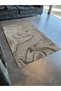 Beige Gray Themed Abstract Wavy Spiral Patterned Creative Modern Decorative Carpet 2353 - 3