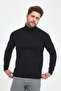 Men's Black Slim Fit Full Turtleneck Knitwear Sweater - 5