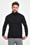 Men's Black Slim Fit Full Turtleneck Knitwear Sweater - 4
