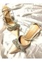 Women's Nude Beige Nude Satin 8 Cm Transparent Heeled Bow Stone Ankle Wrap Pointed Toe Shoes - 3