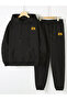 Dart Letter Winter Bottom Top Set Sweatshirt Tracksuit Bottoms - Black Printed Oversize Hoodie - 2
