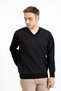 Men's Middle Age and Above Knitwear Knitted Diamond Patterned Acrylic Winter Dad V-neck Sweater 2057-black - 3