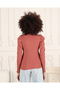 WOMEN'S CINNAMON COLOR SLEEVE PLEATED BANDED PRINCESS SLEEVE FISHER COLLAR BOULE SWEATER - 4