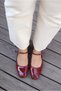 Vernis Claret Red Patent Leather Buckle Detailed Women's Ballerinas - 5