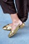 Goldie Gold Plain Casual Women's Ballerinas