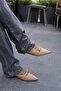 Monti Nude Pointed Toe Buckle Detailed Ballerinas - 3