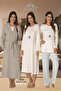 Women's Blue Long Sleeve Cotton Maternity Maternity Dressing Gown Pajama Set Nightgown Set