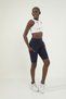 Navy Blue High Waist Sports Biker Tights with Pocket Detail