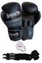 Unisex Black Attack 6 Kickboxing Muay Thai Boxing Gloves Bandage and Mouthguard Set of 3