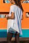 Women's White V-Neck Asymmetrical Loose T-Shirt Tyc00142125079 - 2