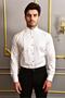 Men's White Ata Collar Cotton Satin Slim Fit Shirt - 2