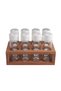 Lima 8-Piece Spice Set with Wooden Stand Salt and Pepper Shakers Set Spice Rack White Lid - 2