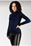 Women's Navy Blue Half Turtleneck Body - 2