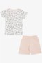 Baby Girl Shorts Pajama Set with Kitten Pattern, White