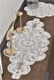 Damla 5 Piece Luxury Runner Living Room Coffee Table Tablecloth Set French Laced Dowry Set Ecru - 8
