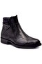 MOTTO-G 31664 Black Skin Leather Men's Boots with Bone Protrusion Feature