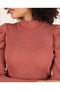 WOMEN'S CINNAMON COLOR SLEEVE PLEATED BANDED PRINCESS SLEEVE FISHER COLLAR BOULE SWEATER - 6