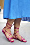 Whisper Fuchsia Stripe Detailed Laced Women's Sandals - 4