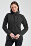 Anthracite Color Full Zipper 3 Pocket Women's Fleece - 2