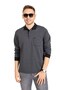 Men's Middle Age and Above Polo Collar Pocket Long Sleeve Ribbed Seasonal Sweatshirt 1219-smoked