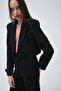 Evangeline Rose Detailed Black Short Shoulder Pad Piece Blazer Jacket - 6