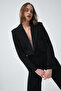 Evangeline Rose Detailed Black Short Shoulder Pad Piece Blazer Jacket - 7