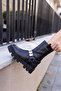 DADY WOMEN'S BLACK AND WHITE STONE REAL LEATHER POSTAL BOOTS - 5
